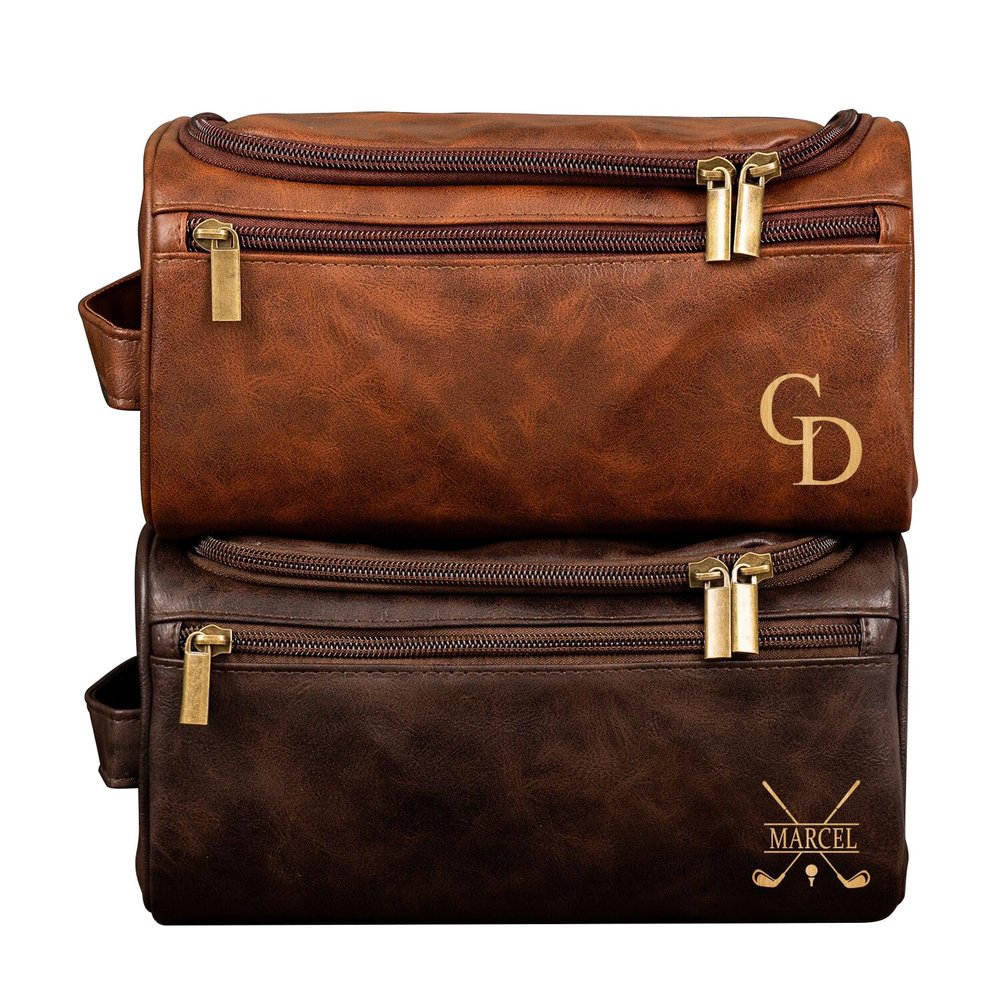 KEMEILA Personalized Toiletry Bag Gift For Husband Dad Son, Custom Large Capacity PU Leather Travel Dopp Kit for Men, Birthday Christmas Valentine's Day Gift For Men