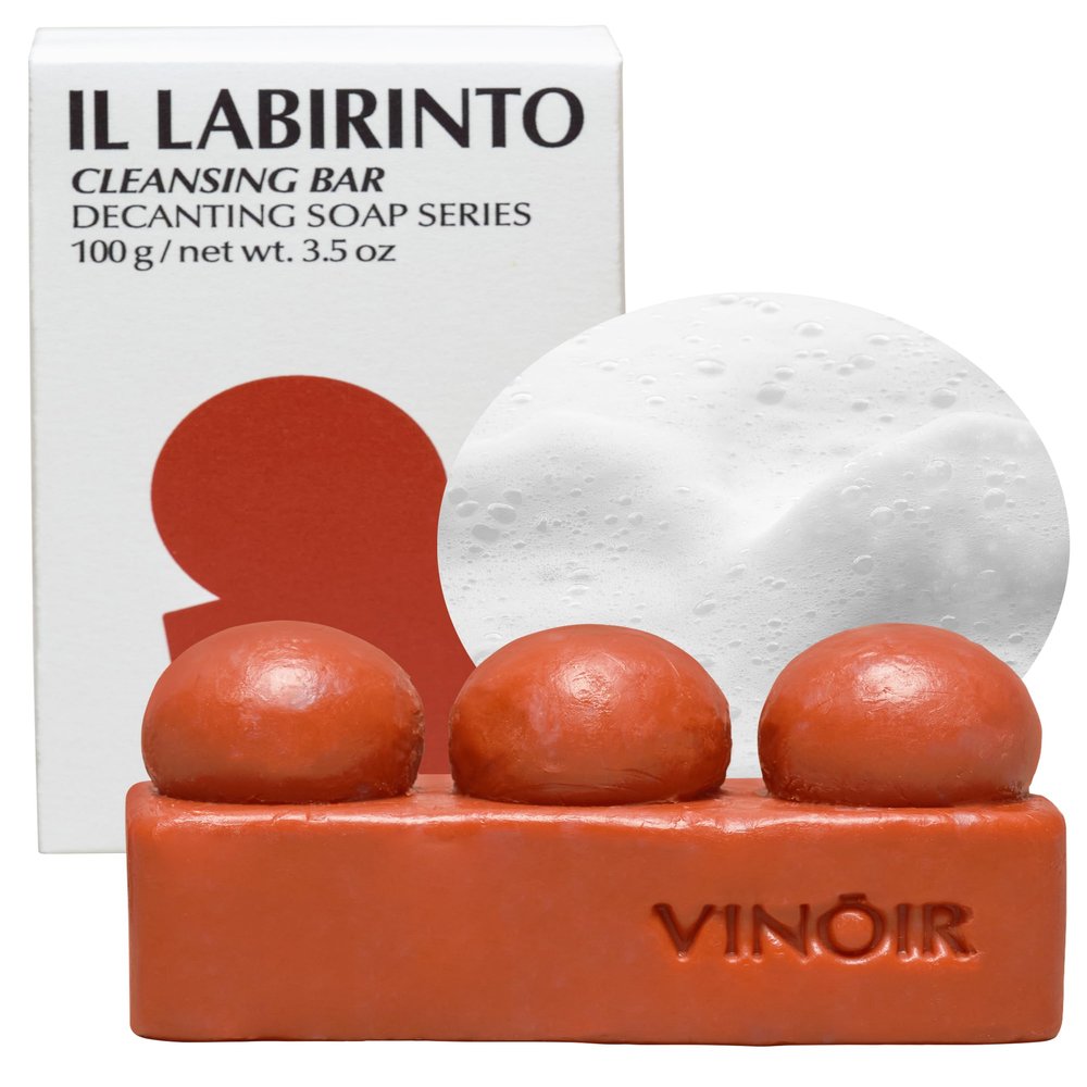 VINOIR Decanting Face Cleansing Bar IL LABIRINTO - Gentle Face Bar Wash with Rich Bubbles - Guasha Massager for Skin Tighten - Anti Aging, Soothing, Hydrating for Healthy Skin, 3.5oz.