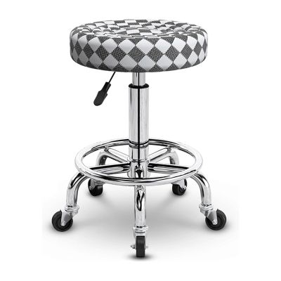 HYffUUOP Round Rolling Beauty Stool with Wheels PU Leather Swivel Height Adjustable Salon Chair Stool Kitchen Work SPA Stools