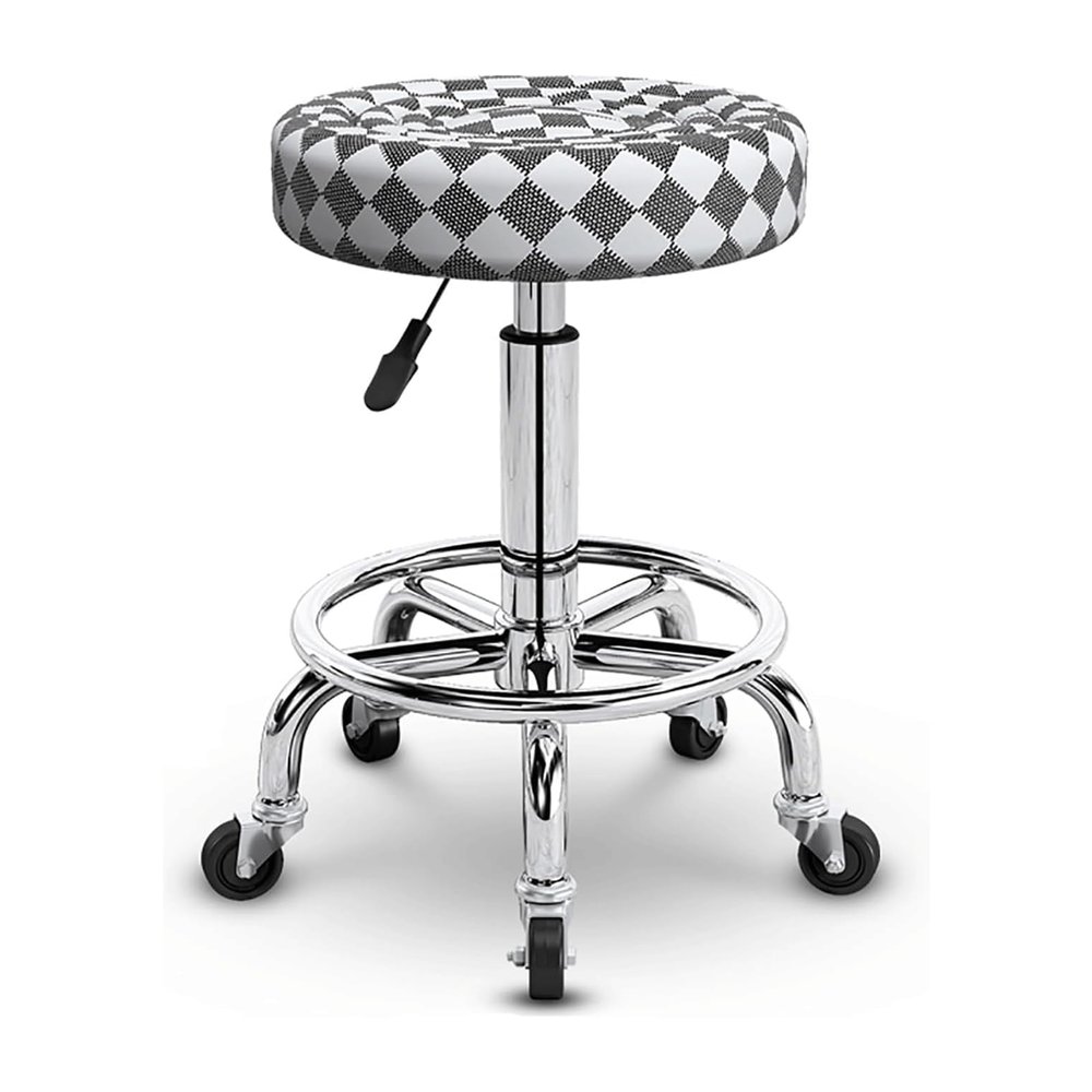 HYffUUOP Round Rolling Beauty Stool with Wheels PU Leather Swivel Height Adjustable Salon Chair Stool Kitchen Work SPA Stools