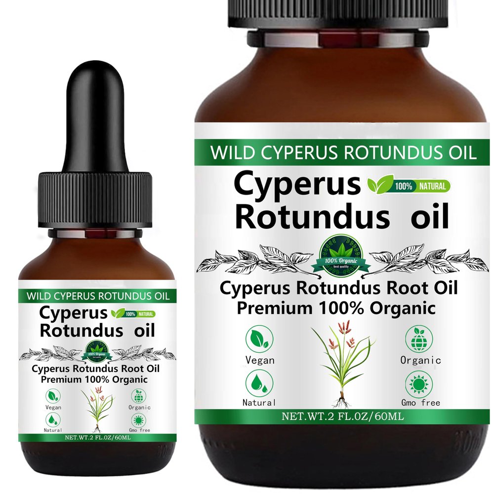 Cyperus Rotundus Oil, 100% Cyprus Oil Natural Nut Grass Oil for Reducing Body Hair Growth, Moisturizing & Soothing, Smooth Skin & Hair Removal, 60ml with Dropper