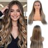 13x4 HD Lace Front Wig Human Hair 26 Inch Highlight Brazilian Human Hair Lace Front Wigs for Women Pre Plucked Colored Chocolate Brown to Beige Blonde Glueless Wigs Remy Hair 180% Density Remy Wig view 1