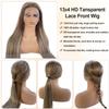 13x4 HD Lace Front Wig Human Hair 26 Inch Highlight Brazilian Human Hair Lace Front Wigs for Women Pre Plucked Colored Chocolate Brown to Beige Blonde Glueless Wigs Remy Hair 180% Density Remy Wig view 2