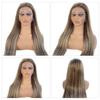 13x4 HD Lace Front Wig Human Hair 26 Inch Highlight Brazilian Human Hair Lace Front Wigs for Women Pre Plucked Colored Chocolate Brown to Beige Blonde Glueless Wigs Remy Hair 180% Density Remy Wig view 4