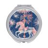 OURTEV Small Compact Mirror for Purse Pocket Mirror Elegant Peach Horse Travel Makeup Mirror Portable Makeup Compact Mirror Double-Sided Makeup Round Handheld Mirror view 1