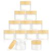 14Pcs Glass Cosmetic Containers with Wood Grain Lid 50 Gram Empty Sample Jars Round Frosted Glass Containers with Leakproof lids for Makeup Lotion Cream (14pcs, 50ml) view 1