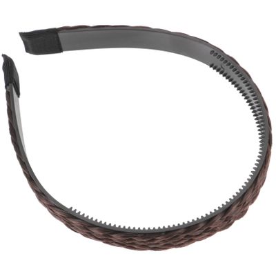 PLAFOPE Women Braided Hair Headband Fiber Coffee Wide Grip Teeth
