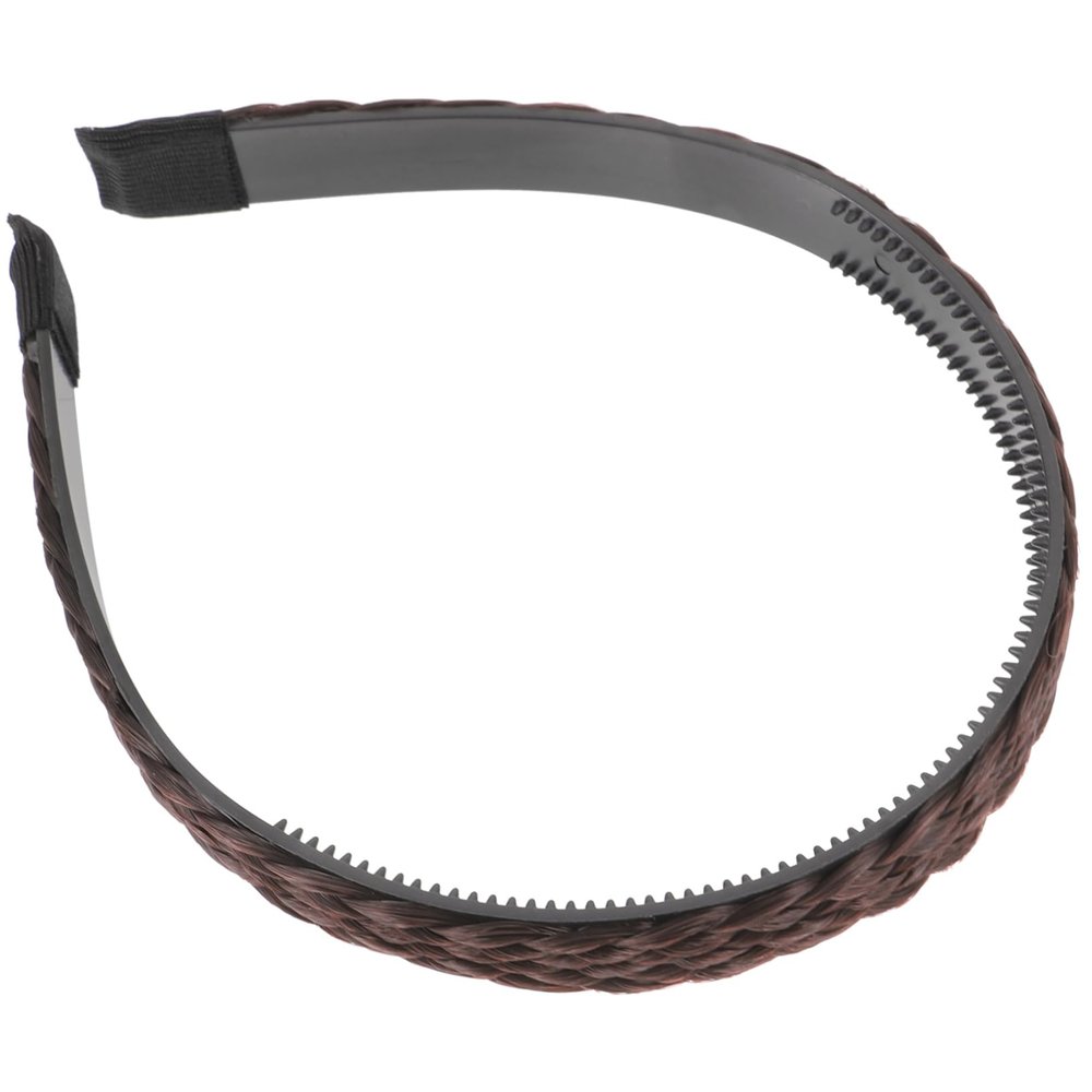PLAFOPE Women Braided Hair Headband Fiber Coffee Wide Grip Teeth