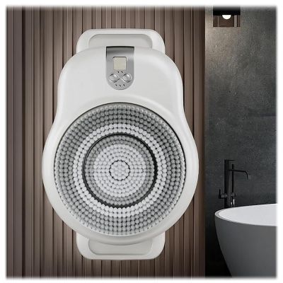 BAIYITONGDA Electric Back Scrubber for Shower, Wall Mounted Back Exfoliating Bath Wash Pad, Electric Body Bath Brush, with 7in Brush Head, 360 Rotation, 2-Speed, for Deep Cleansing Shower