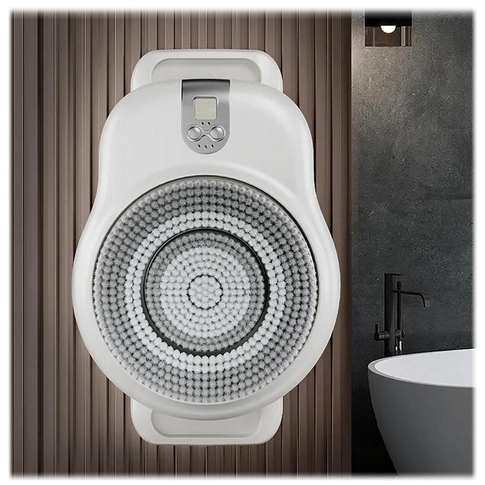 BAIYITONGDA Electric Back Scrubber for Shower, Wall Mounted Back Exfoliating Bath Wash Pad, Electric Body Bath Brush, with 7in Brush Head, 360 Rotation, 2-Speed, for Deep Cleansing Shower