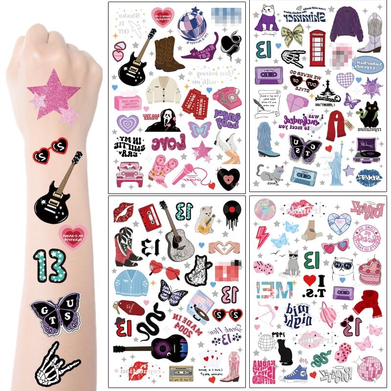 112Pcs Temporary Tattoos For Singer Fans Birthday Party Decorations | 112Pcs Hand Face Tattoo Stickers Party Favor Party Supplies Gift