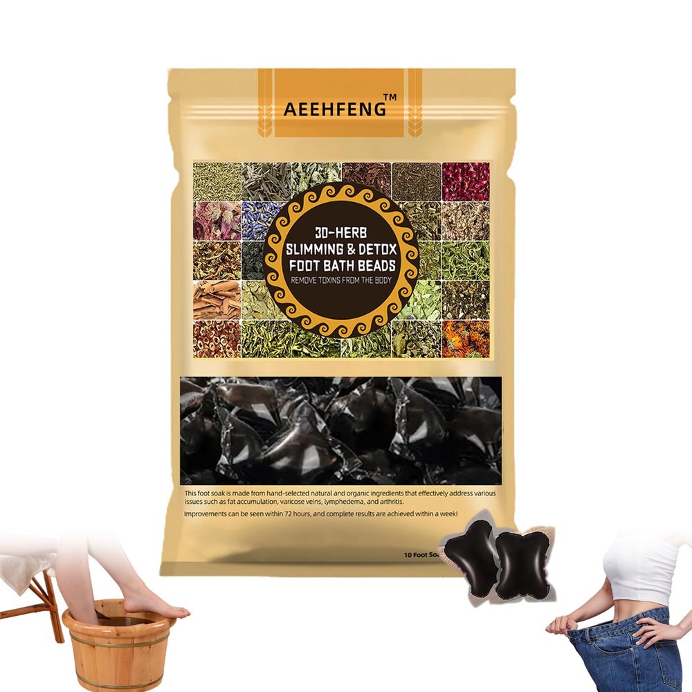 Aeehfeng 30-Herb Detox Foot Bath Beads, 2024 New Herbal Detox&Shaping Cleansing Foot Soak Beads, Aeehfeng Detoxing Herbs Foot Soak Beads for Relaxing and Soothing Body Sore Tired (1 Pack)