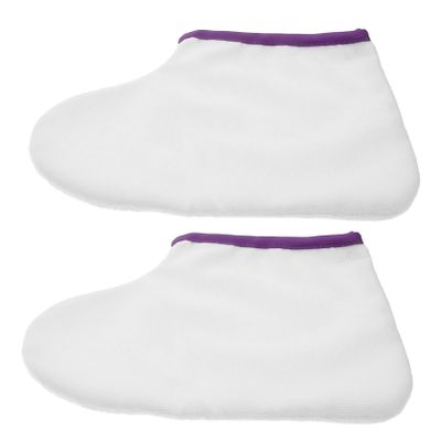 PLAFOPE 1pair Comfortable Foot Therapy Covers for Paraffin Wax Treatment Moisturizing Wax Socks for Spa- Foot Care Soft Material Easy to Purple Trim