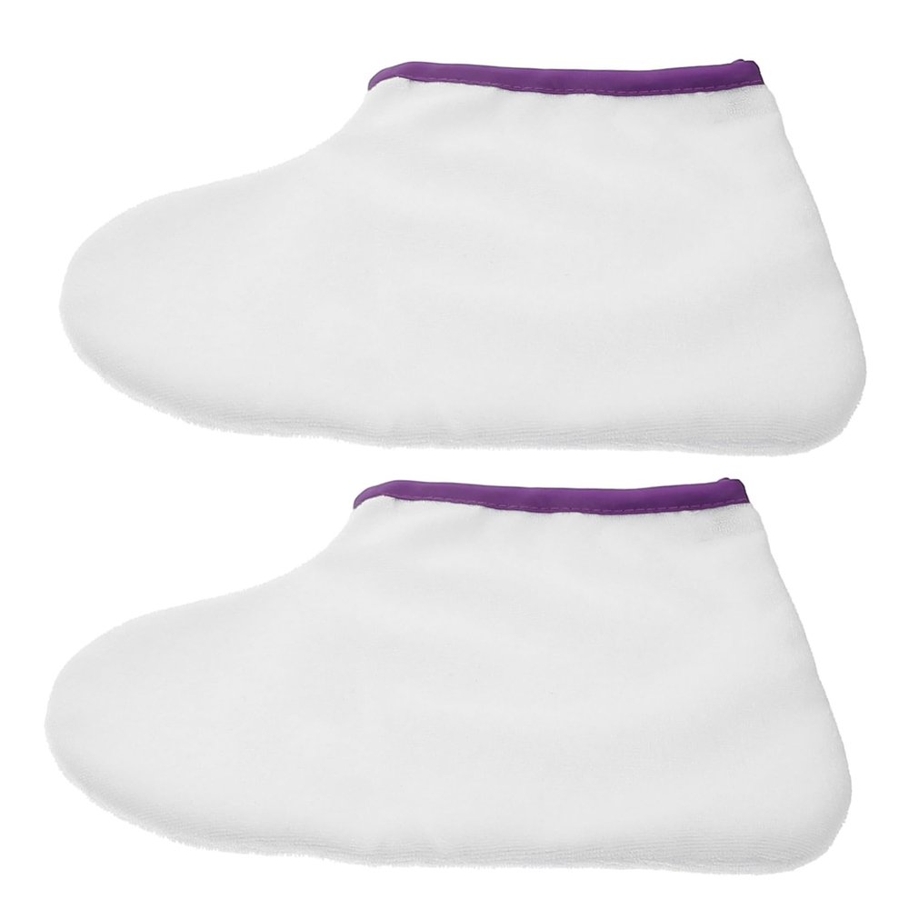 PLAFOPE 1pair Comfortable Foot Therapy Covers for Paraffin Wax Treatment Moisturizing Wax Socks for Spa- Foot Care Soft Material Easy to Purple Trim