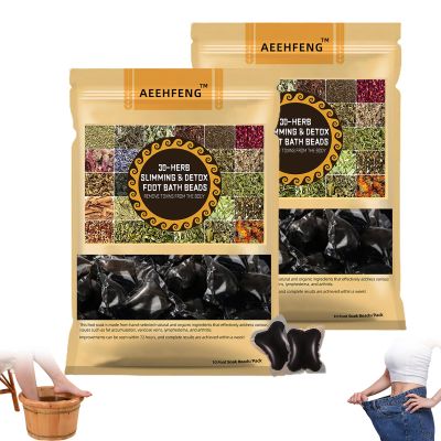 Aeehfeng 30-Herb Detox Foot Bath Beads, 2024 New Herbal Detox & Shaping Cleansing Foot Soak, Relaxing and Soothing Body Sore Tired (2 Pack)