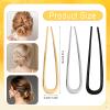 3pcs Simple U-Shaped Hairpin, Fashionable French Hair Pin Metal 2 Prongs Hair Stick Twist Hair Tool for Women Styling Accessories (Black, Gold, Silver) view 2