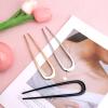 3pcs Simple U-Shaped Hairpin, Fashionable French Hair Pin Metal 2 Prongs Hair Stick Twist Hair Tool for Women Styling Accessories (Black, Gold, Silver) view 3