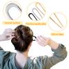 3pcs Simple U-Shaped Hairpin, Fashionable French Hair Pin Metal 2 Prongs Hair Stick Twist Hair Tool for Women Styling Accessories (Black, Gold, Silver) view 4