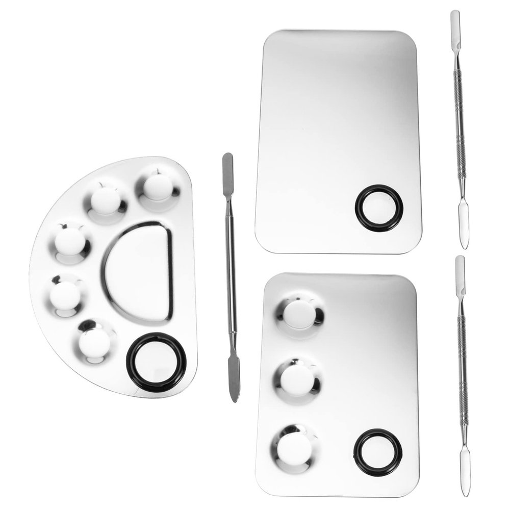 FOYTOKI 3 Set Stainless Steel Nail Art Makeup Palette Mixing Rod Nail Paint Boards for Home Salon Use
