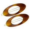 French Amie Oval Small 2 1/4 Celluloid Acetate Side Slide In Strong Hold Hair Clip Barrettes with Tige Boule Clasp for Girls and Women, Made in France (Tortoise Shell 2 Pcs) view 1