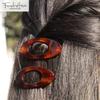 French Amie Oval Small 2 1/4 Celluloid Acetate Side Slide In Strong Hold Hair Clip Barrettes with Tige Boule Clasp for Girls and Women, Made in France (Tortoise Shell 2 Pcs) view 3