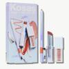 Kosas Plump & Juicy Lips Trio - Mini Wet Lip Oil in Unhooked, Full Size Wet Stick in Tropic Bliss, and Full Size Hotliner in Infinite + Korean Sheet Masque with Collagen view 1