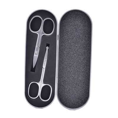 MERRYHAPY 2pcs Eyebrow Razor for Men Kit Stainless Steel Scissors Trimmer Rounded Nose Hair Scissors Safety Design