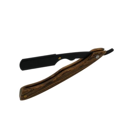 MERRYHAPY Wooden Handle Black Chic Manual Razor for Men Vintage Barber Shaving Tool Use Folding Design for Beard and Hair Shaping at Home Travel