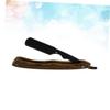 WOONEKY Wooden Handle Black Chic Folding Razor Professional Metal Shaving Tool for Men for Barbershops Home Use Easy to Exchange Blades Suitable for Beards Hair view 3