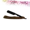 WOONEKY Wooden Handle Black Chic Folding Razor Professional Metal Shaving Tool for Men for Barbershops Home Use Easy to Exchange Blades Suitable for Beards Hair view 4