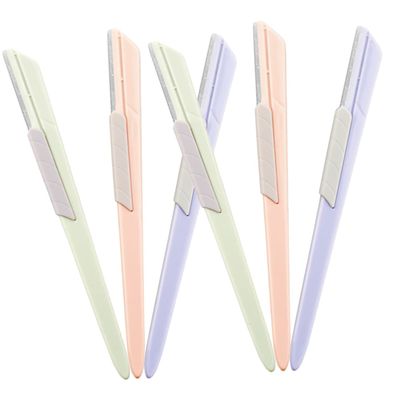 Beatifufu 6pcs Eyebrow Stainless Steel Facial Hair Shaver Tools Sliding Cover for Precise Eyebrow Shaping and Grooming for Women and Safe for Home Use