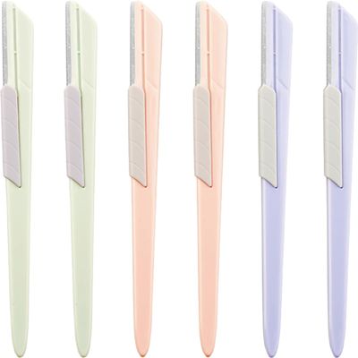 MERRYHAPY 6pcs Eyebrow Razor Stainless Steel Facial Hair Shaver Sliding Cover Portable Women Eyebrow Trimmer for Travel Easy Precision Grooming