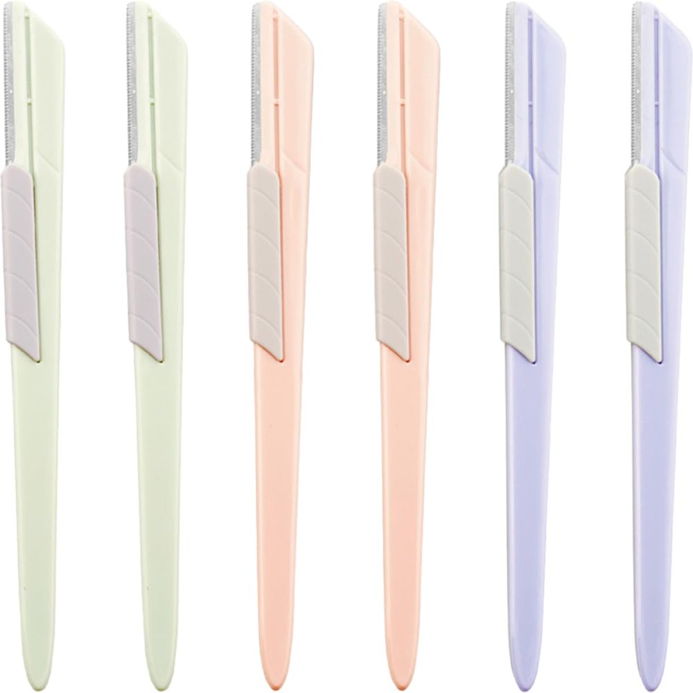 MERRYHAPY 6pcs Eyebrow Razor Stainless Steel Facial Hair Shaver Sliding Cover Portable Women Eyebrow Trimmer for Travel Easy Precision Grooming