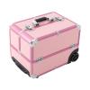 CRYBY Rolling Makeup Case, Multi-Layer Makeup Train Case Makeup Travel Organizer with 6 Trays & 2 Keys, 110.23lbs Capacity Lockable Cosmetic Case Salon Barber Case Makeup Storage Cart (Pink) view 3