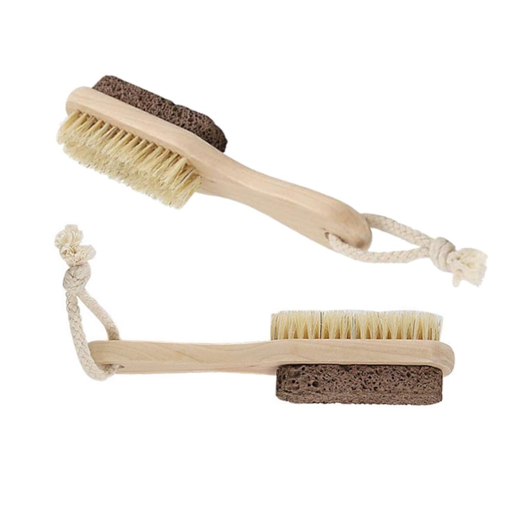 Beatifufu 2pcs Pedicure Bristle Brush Foot File Callus Remover Pumice Stone Foot Scraper Dead Skin