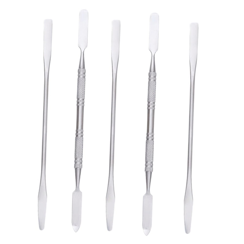 BIUDECO 5pcs Stainless Steel Makeup Spatula Tool Palette Stick Nail Art Tools Stirring Rod for Manicure Makeup Mixing Bar for Chrome Nails