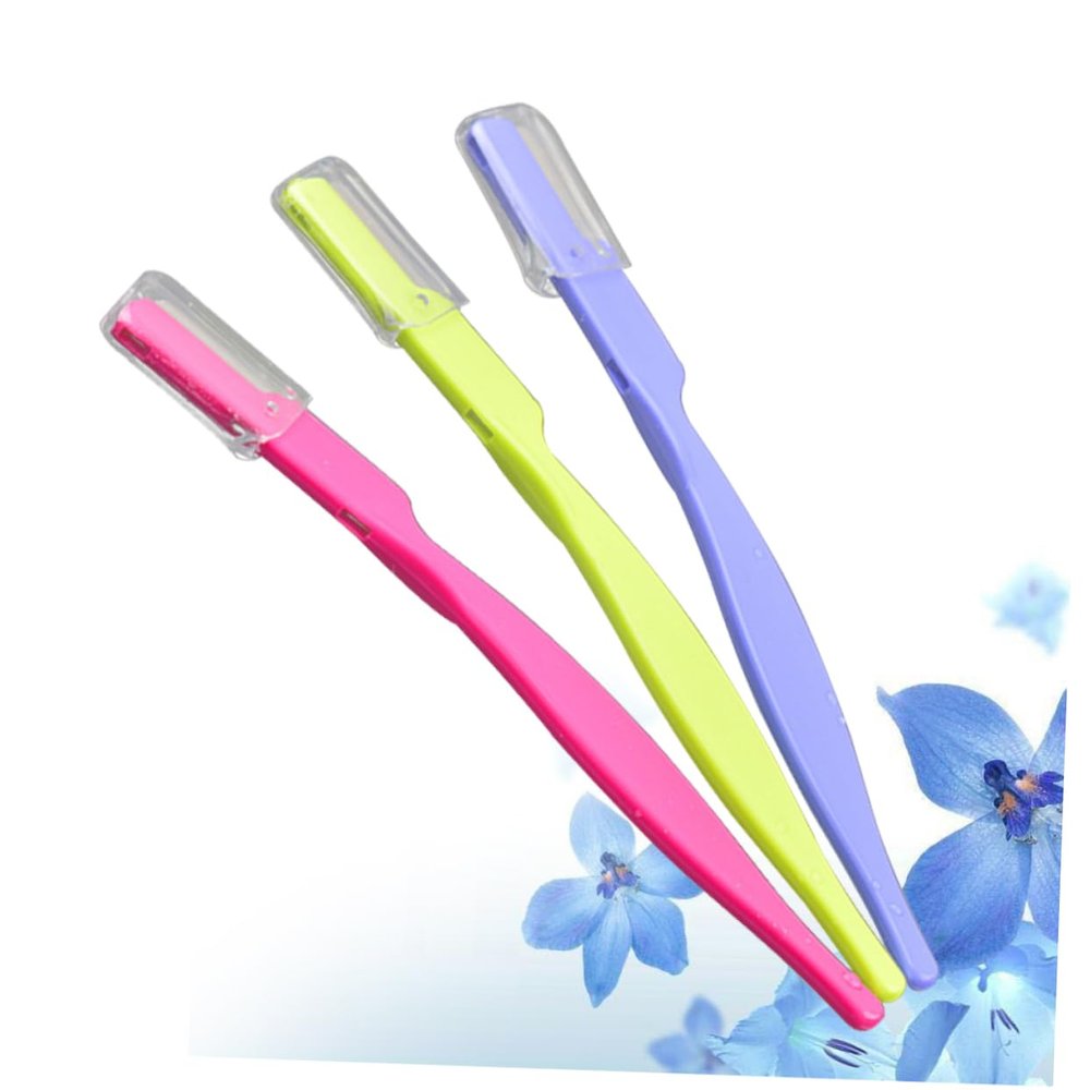 Beatifufu 3pcs Portable Eyebrow Razor Stainless Steel Eyebrow Trimmer Makeup Tool Kit for Women Girls for Easy Travel Precise Grooming