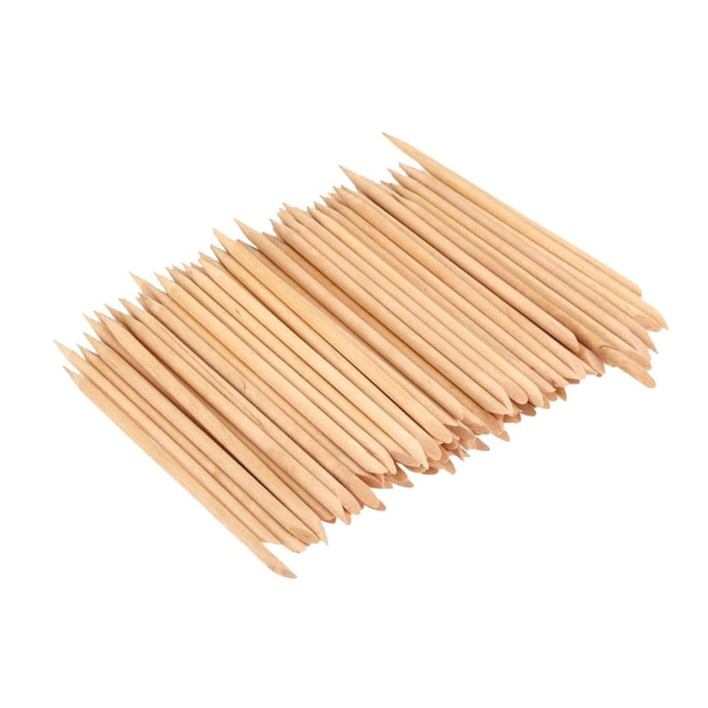 Beatifufu 200pcs Nail Art Wood Sticks Double Sided Cuticle Pusher Remover for Manicure Pedicure Lightweight Orange Wood Tools for Nail Care and Cleaning