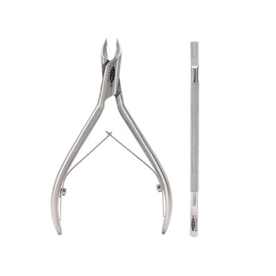 Cricket Logo 1/4 Jaw Nipper and Cuticle Pusher Professional Nailcare Set for Pushing back Cuticles, Professional Trimmer and Cuticle Remover, Luxury Fine Sharp Tip, Stainless Steel