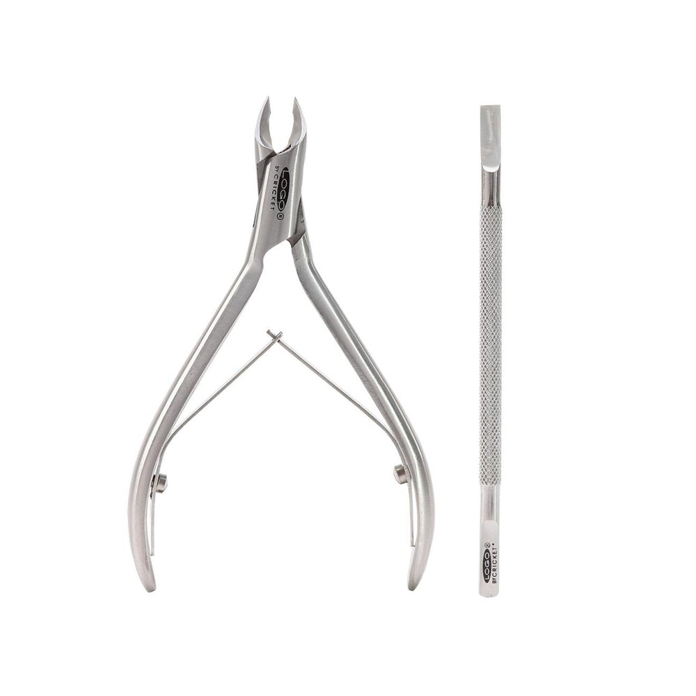 Cricket Logo 1/4 Jaw Nipper and Cuticle Pusher Professional Nailcare Set for Pushing back Cuticles, Professional Trimmer and Cuticle Remover, Luxury Fine Sharp Tip, Stainless Steel
