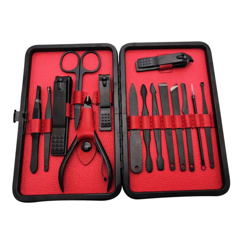 Beatifufu Stainless Steel Manicure and Pedicure Set with Pu Case Complete Nail Grooming Kit for Hand and Foot Care Includes Nail Clippers Cuticle Remover and More
