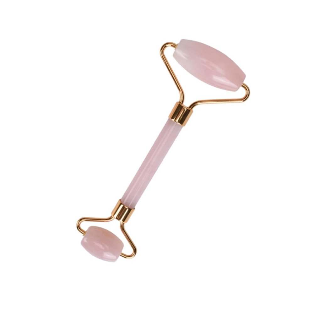 GOOHOCHY Natural Rose Quartz Facial Roller and Gua Sha Set Skin Care Massager for Anti-Aging Wrinkle Reduction Lightweight Dual-Sided Roller for Face Neck and Eye Area