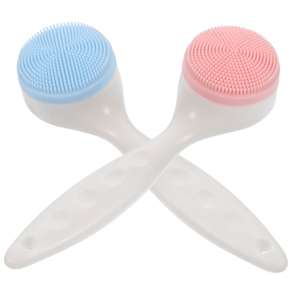 Beatifufu 2pcs Manual Facial Cleansing Brush Scrubber for Gentle Exfoliation Non-Abrasive Design Random Colors for All Skin Types and Ages