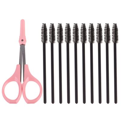 Beatifufu 1set Eyelash Scissor Set Eyebrow Trimming Tools Stainless Steel Eyelash Spiral Curved Scissors for Precision Makeup Application for Separation and Styling