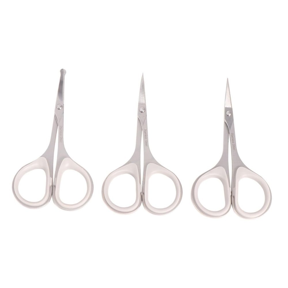Beatifufu 3pcs Stainless Steel Scissors Grooming Scissors Nose Hair Trimmer Vibrissa Scissor Eyebrow Scissor Beauty Care Tools
