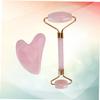 COOLHIYA Natural Rose Quartz Facial Roller Massager Set Dual-Sided Skin Care Tool for Anti-Aging Wrinkle Reduction Relaxation Includes Roller Scraper view 4