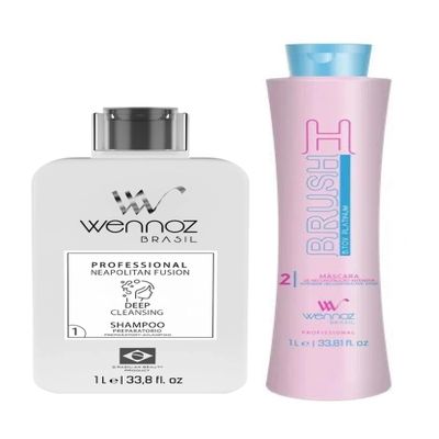 Wennoz H-Brush Progressive Kit, 2 x 33.8 Oz, For Straight & Lined Hair, Step 1/2