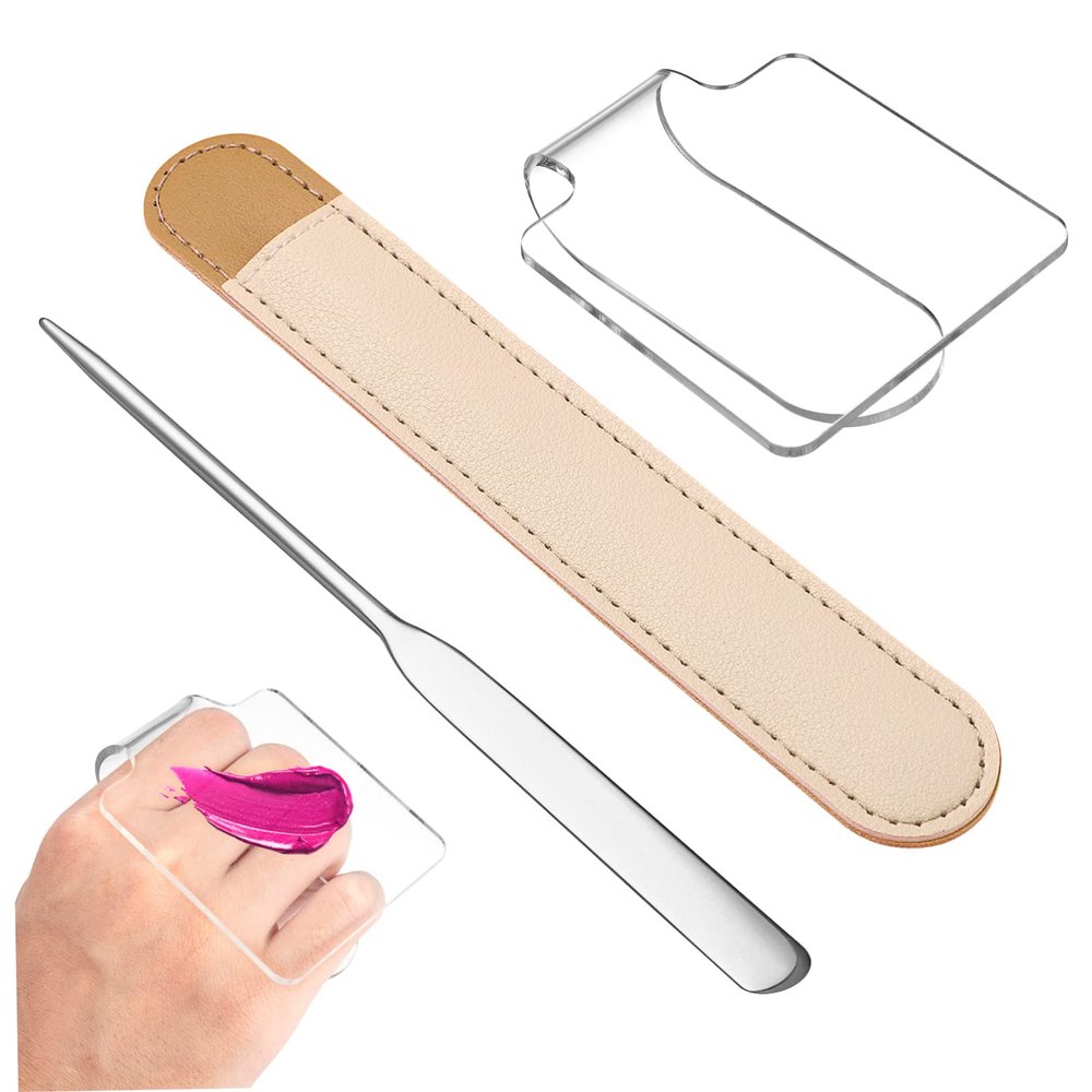 HONMEET Acrylic Makeup Palette Mixing Tray Spatula Storage Pouch Makeup Organizer and Storage for Beginners and Professionals
