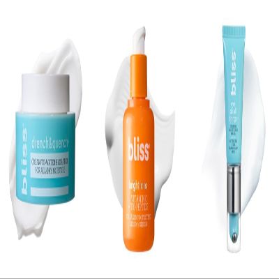 Bliss Drench & Quench Moisturizer, Bright Idea Vitamin C Serum, and Eye Do All Things Eye Gel - Deep Hydration, Daily Use Trio - Vegan and Cruelty-Free