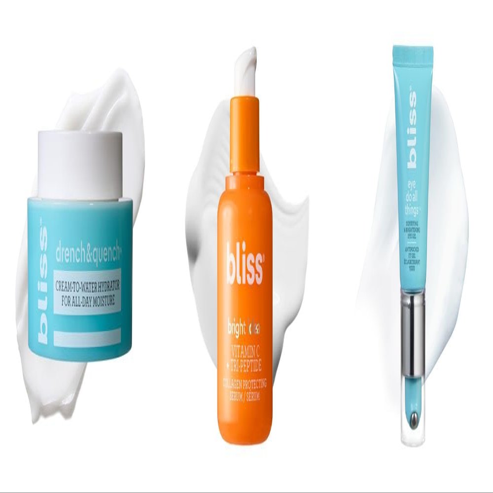 Bliss Drench & Quench Moisturizer, Bright Idea Vitamin C Serum, and Eye Do All Things Eye Gel - Deep Hydration, Daily Use Trio - Vegan and Cruelty-Free